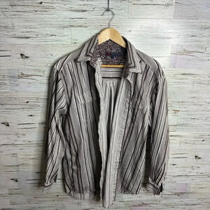 Roper purple striped button down shirt size  large